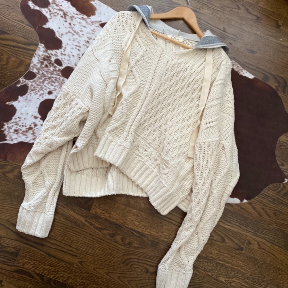 Free People Elan Tierra Cable Knit Hoodie Sweater - Picture 5 of 5